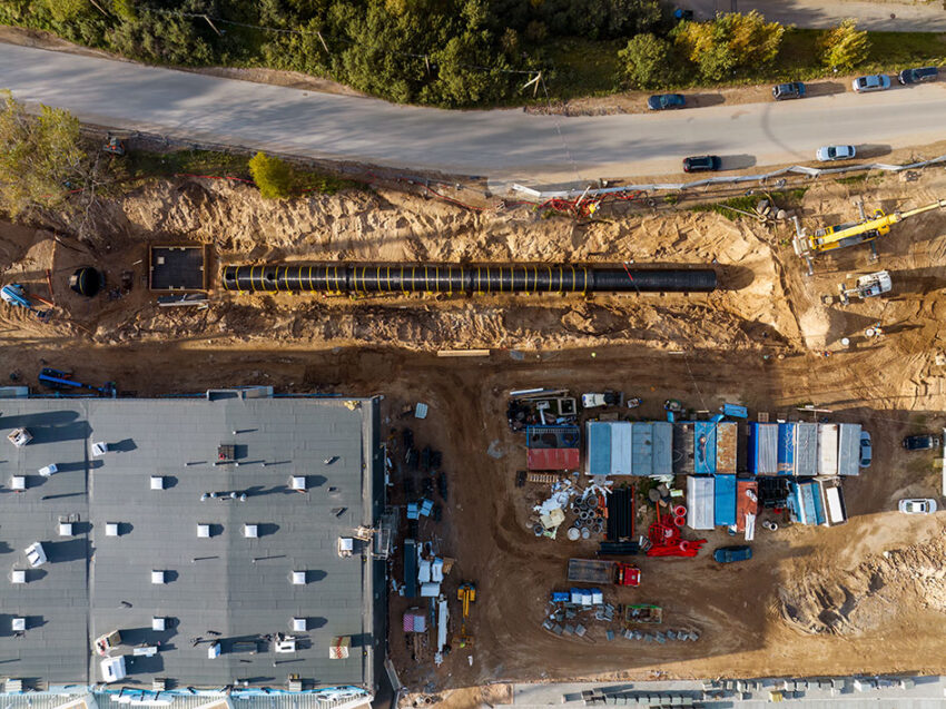 Space saving fire water tank solution for commercial construction in Vilnius, Lithuania